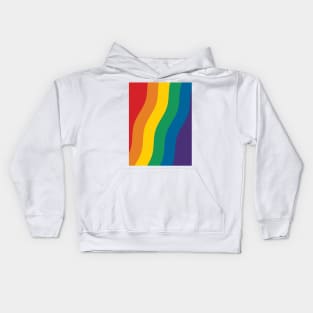 Rainbow Pride Flag (Proud LGBTQ+ Community Pride Flag) Slanted Wave Version Kids Hoodie